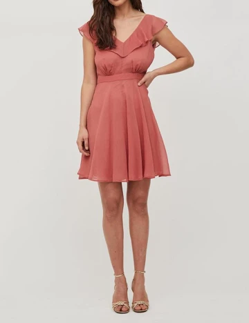 Rochie scurta Vila, roz pudra