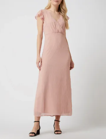 Rochie medie Vila, roz pudra