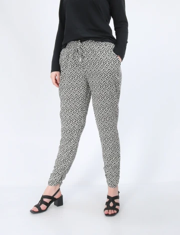 Pantaloni Hailys, alb-negru