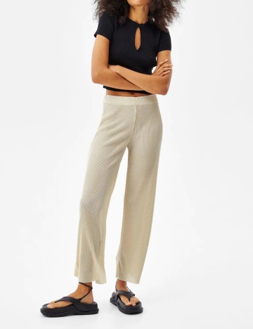 Pantaloni Bershka, ecru, L