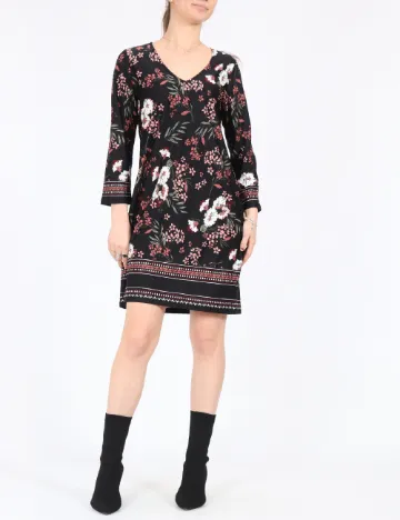 Rochie medie Happy Holly, negru floral