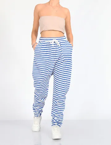 Pantaloni Vero Moda, alb/albastru