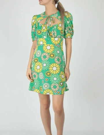 Rochie scurta Vero Moda, verde floral Verde