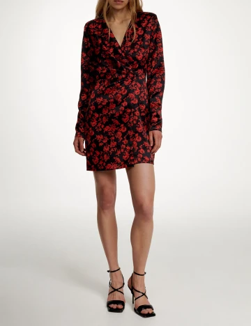 Rochie scurta Reserved, negru/rosu
