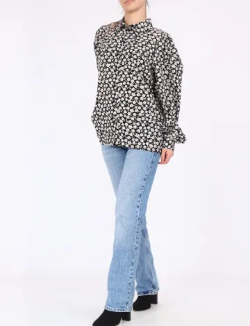 Camasa Pieces, negru floral
