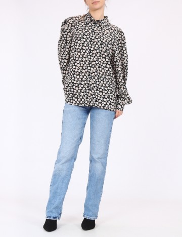 Camasa Pieces, negru floral