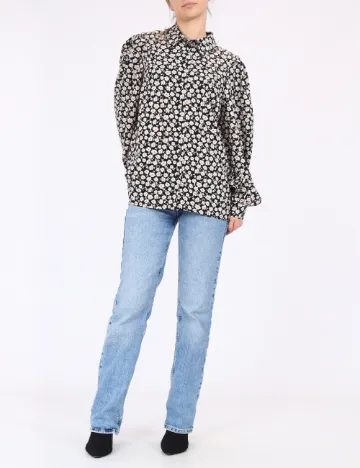 Camasa Pieces, negru floral