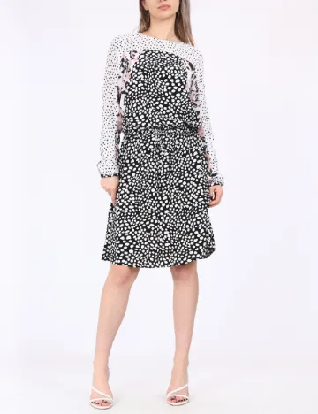 Rochie scurta Bon a Parte, alb-negru