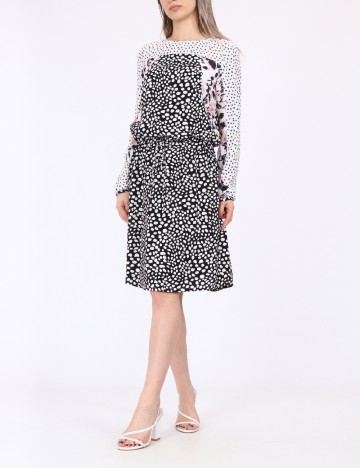Rochie scurta Bon a Parte, alb-negru