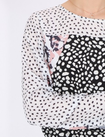 Rochie scurta Bon a Parte, alb-negru