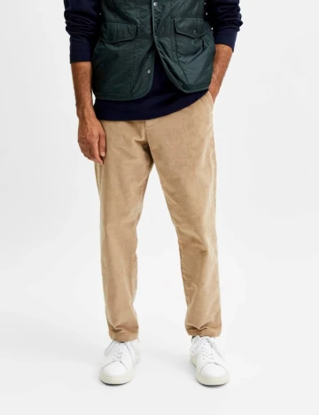 Pantaloni Selected, crem