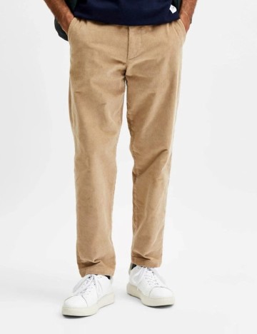 Pantaloni Selected, crem