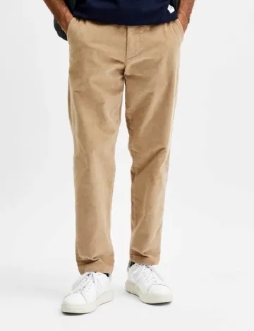 Pantaloni Selected, crem