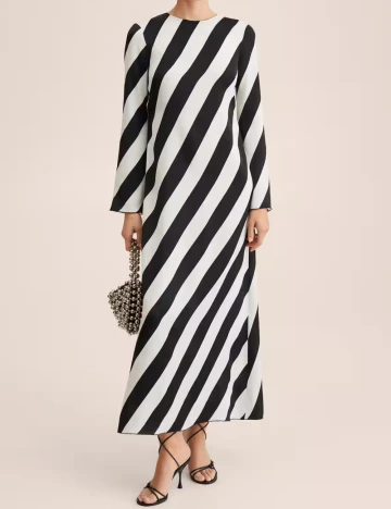 Rochie lunga Mango, alb-negru