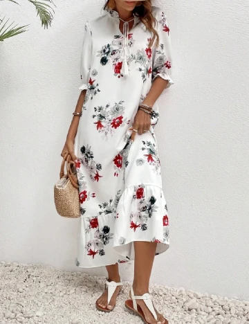 Rochie lunga Emery Rose, alb Albastru