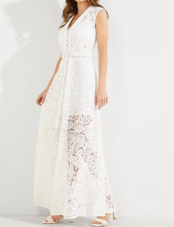 Rochie lunga Guess, alb