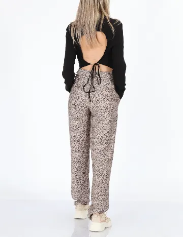 Pantaloni Cream, roz/negru