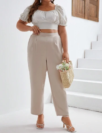 Pantaloni SHEIN CURVE, crem