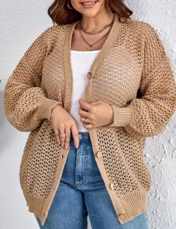 Cardigan SHEIN CURVE, maro