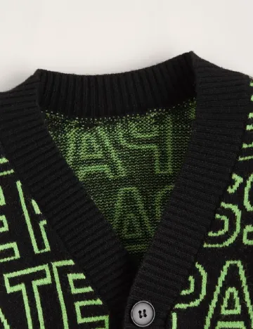 Cardigan Shein Kids, negru/verde