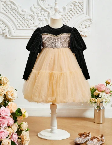Rochie Shein Kids, crem/negru Crem