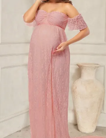 Rochie lunga SHEIN Maternity, roz pudra