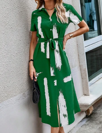 Rochie medie SHEIN, alb/verde