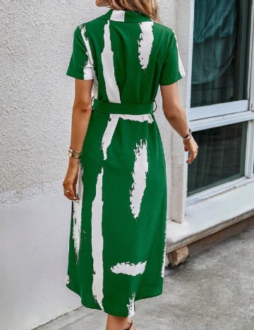 Rochie medie SHEIN, alb/verde