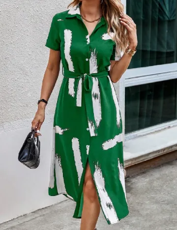 Rochie medie SHEIN, alb/verde