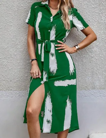 Rochie medie SHEIN, alb/verde