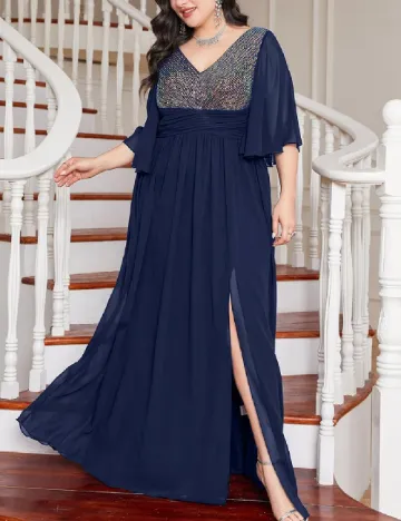 Rochie lunga UNITHORSE Plus Size, bleumarin Albastru