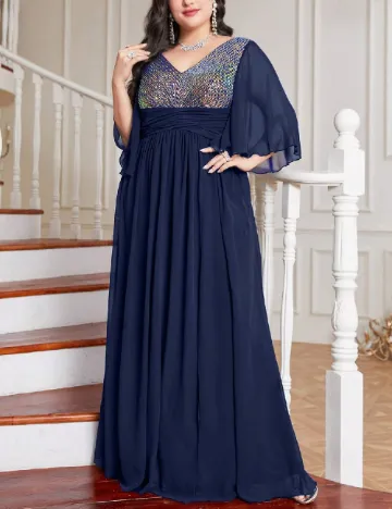 Rochie lunga UNITHORSE Plus Size, bleumarin Albastru