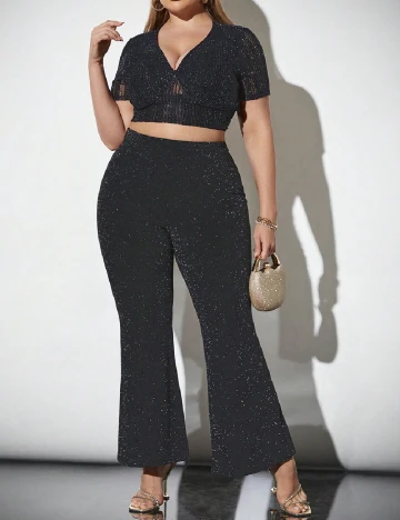 Pantaloni SHEIN CURVE, negru Negru