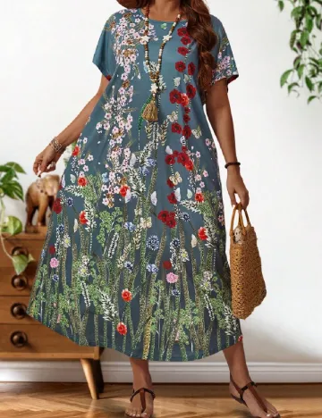 Rochie medie Emery Rose Curve, floral Floral print