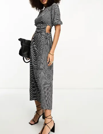 Rochie lunga ASOS, alb/negru Negru