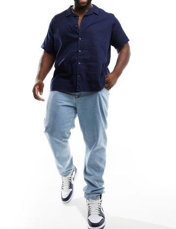 Camasa Threadbare Plus Size MEN, albastru