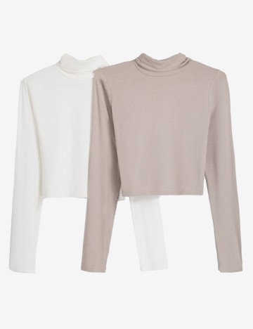Set topuri 2 bucati Bershka, alb/maro