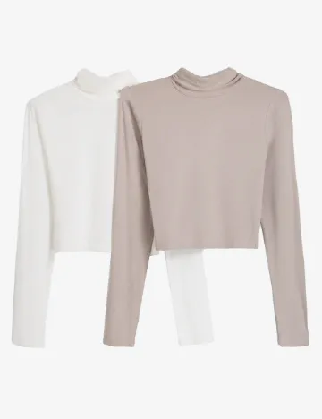 Set topuri 2 bucati Bershka, alb/maro