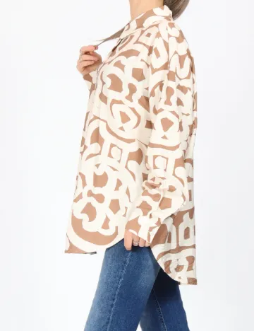 Camasa Vero Moda, maro/alb