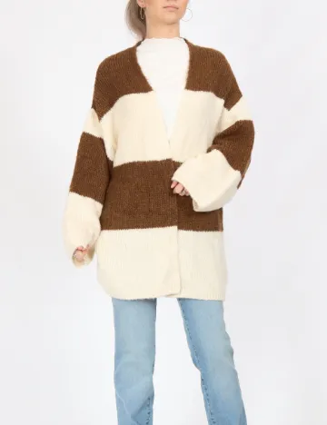 Cardigan Jacqueline de Yong, alb/maro