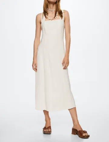 Rochie medie Mango, ecru