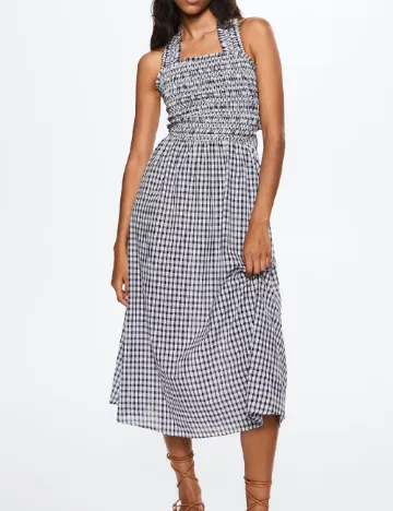 Rochie medie Mango, alb/bleumarin