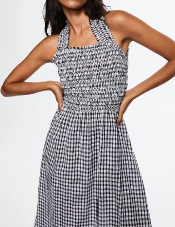 Rochie medie Mango, alb/bleumarin