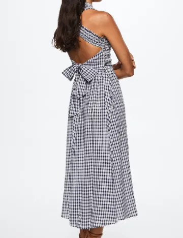 Rochie medie Mango, alb/bleumarin