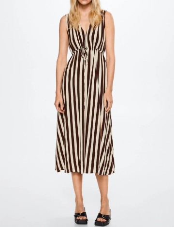 Rochie medie Mango, maro/alb