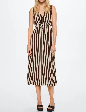 Rochie medie Mango, maro/alb Maro