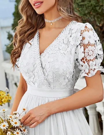 Rochie medie Simplee, alb Alb