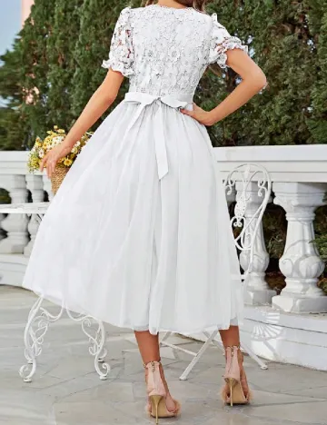 Rochie medie Simplee, alb Alb