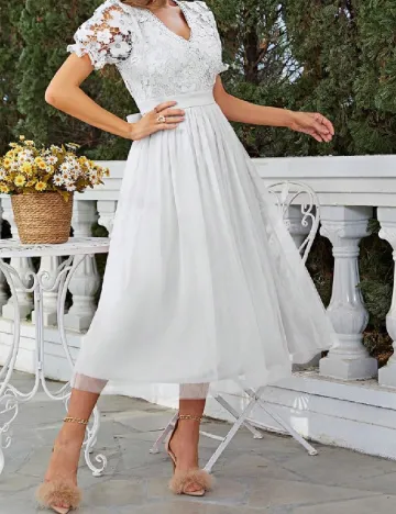 Rochie medie Simplee, alb Alb