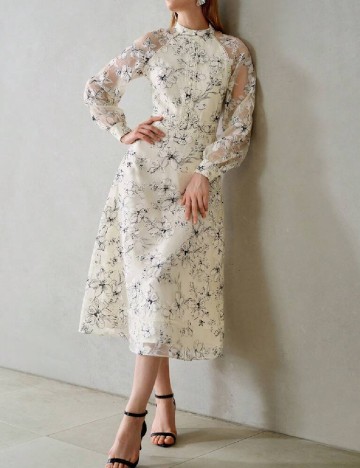 Rochie medie MOTF, crem